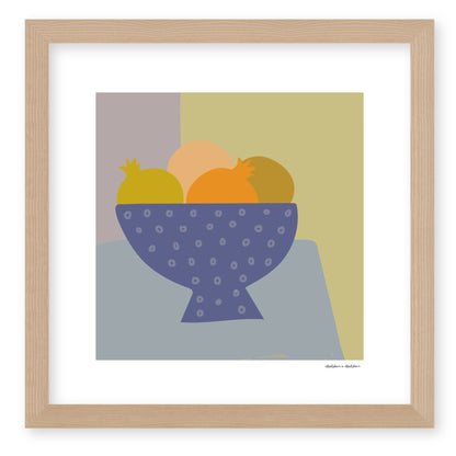 Blue Bowl of Pomegranates Framed Print by Hadden and Hadden