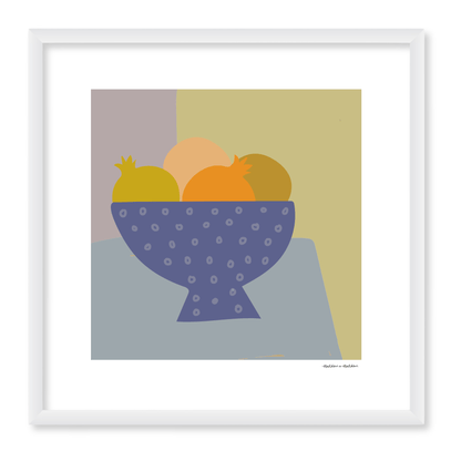 Blue Bowl of Pomegranates Framed Print by Hadden and Hadden