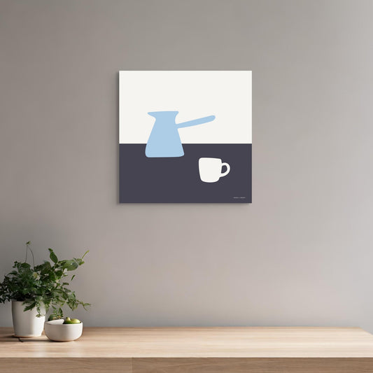 Blue Coffee Pot and Cup Canvas Canvas Wall Art by Hadden and Hadden