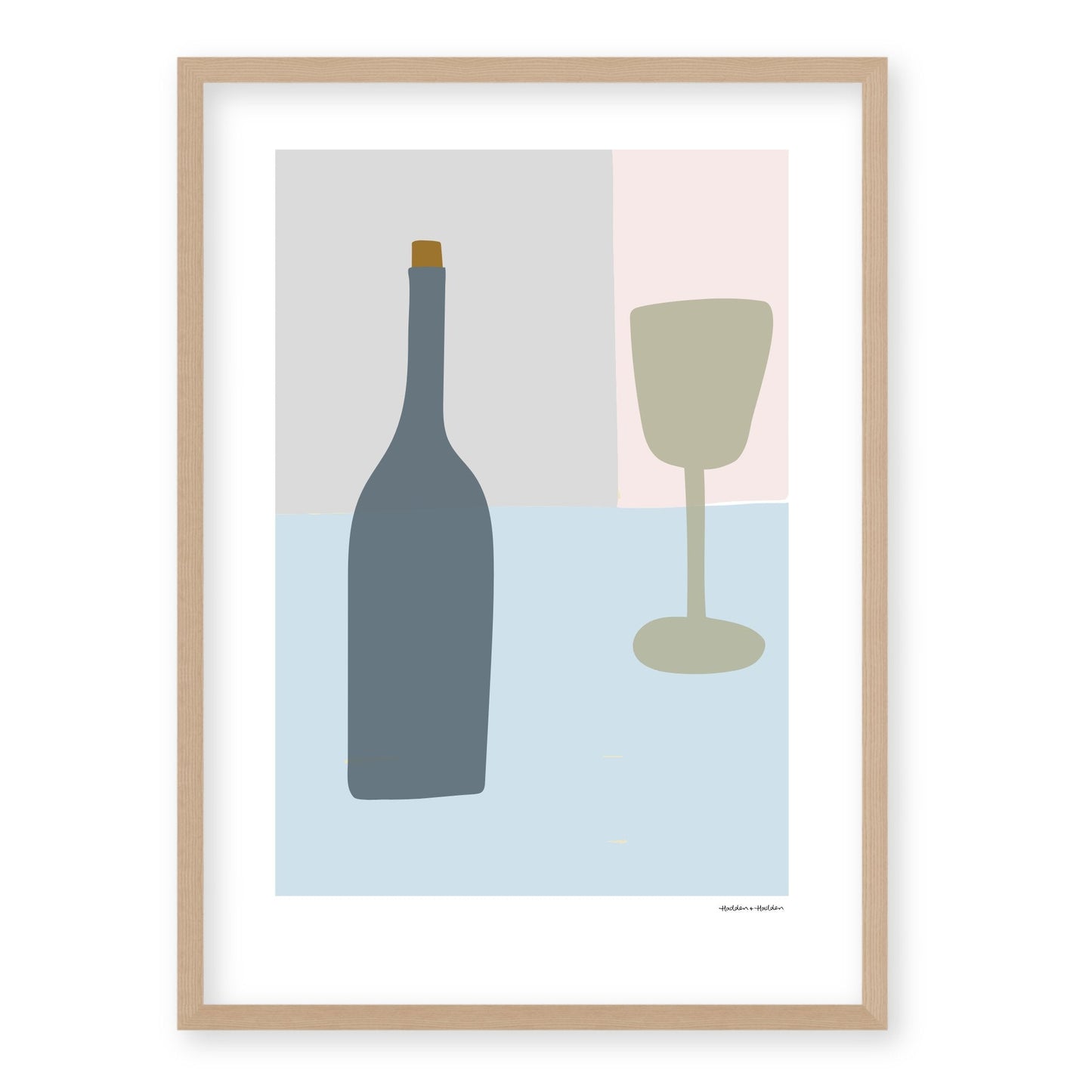 Bottle and Glass Still Life Framed Print by Hadden and Hadden