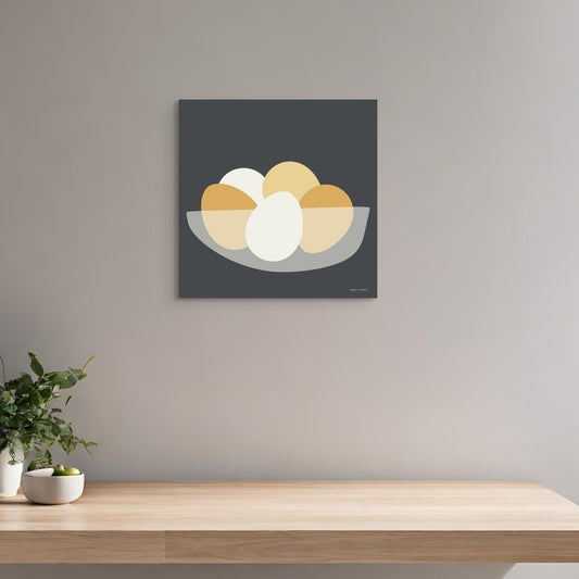 Bowl of Eggs on Grey Canvas Canvas Wall Art by Hadden and Hadden