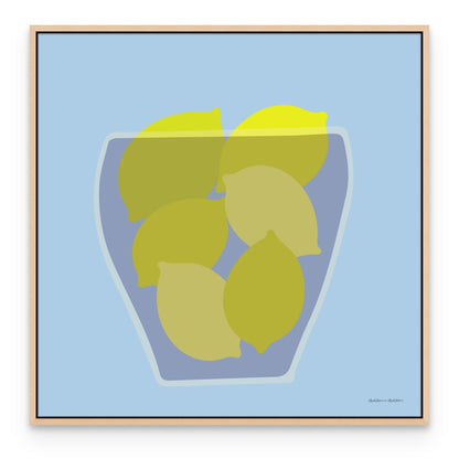 Bowl of Lemons on Blue Canvas Canvas Wall Art by Hadden and Hadden