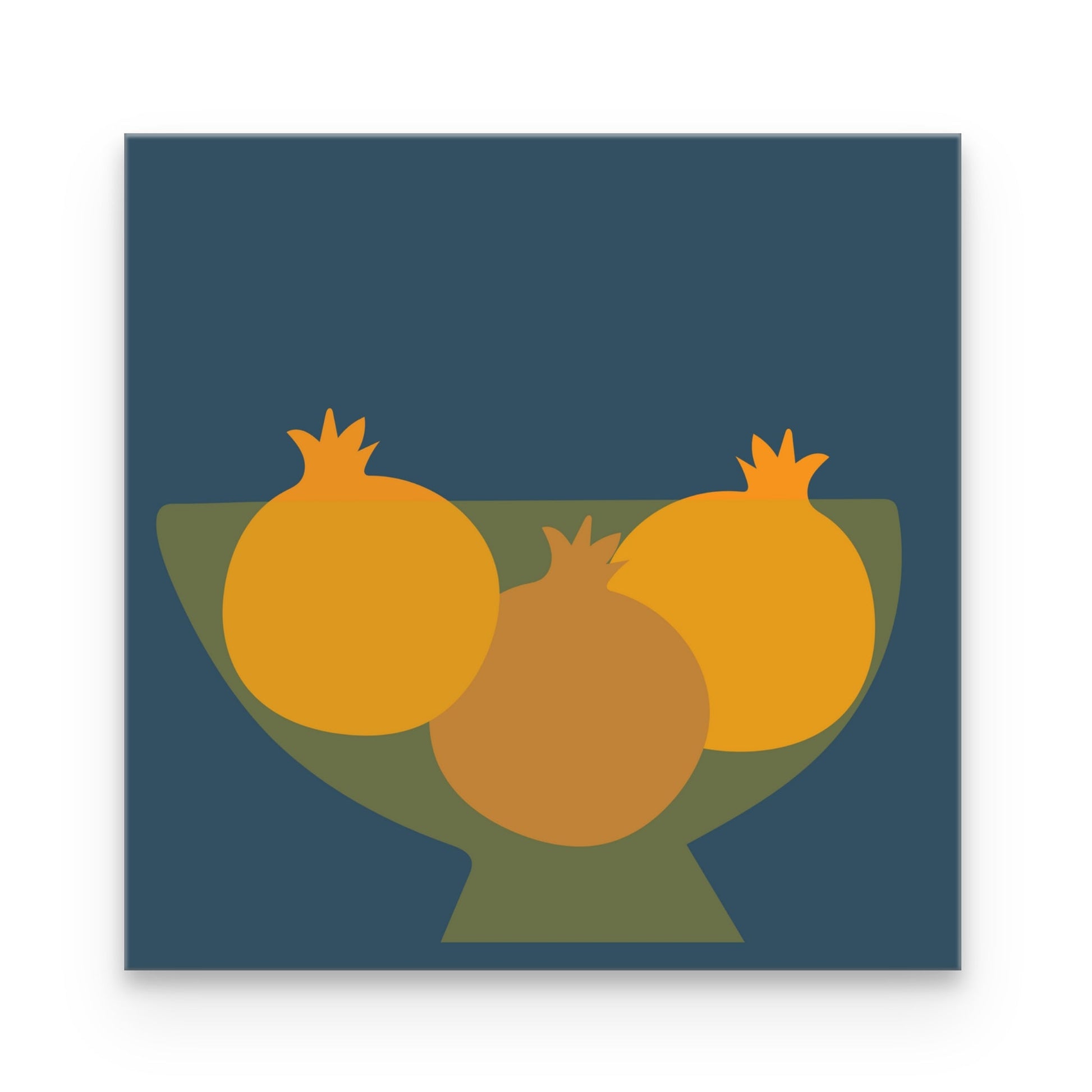 Bowl of Orange Pomegranates Abstract Canvas Wall Art by Hadden and Hadden