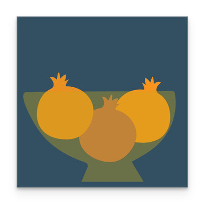 Bowl of Orange Pomegranates Abstract Canvas Wall Art by Hadden and Hadden