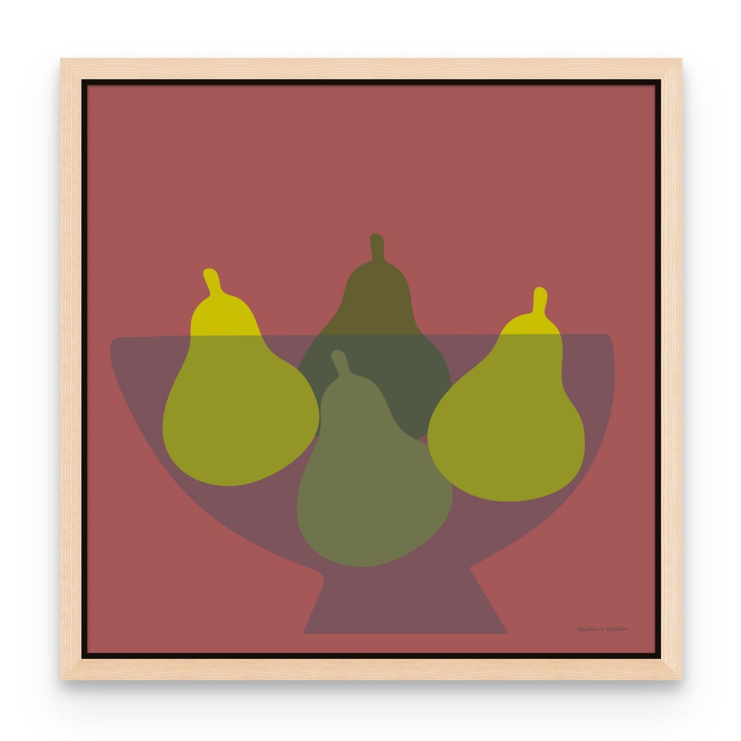 Bowl of Pears in Red Canvas Wall Art by Hadden and Hadden