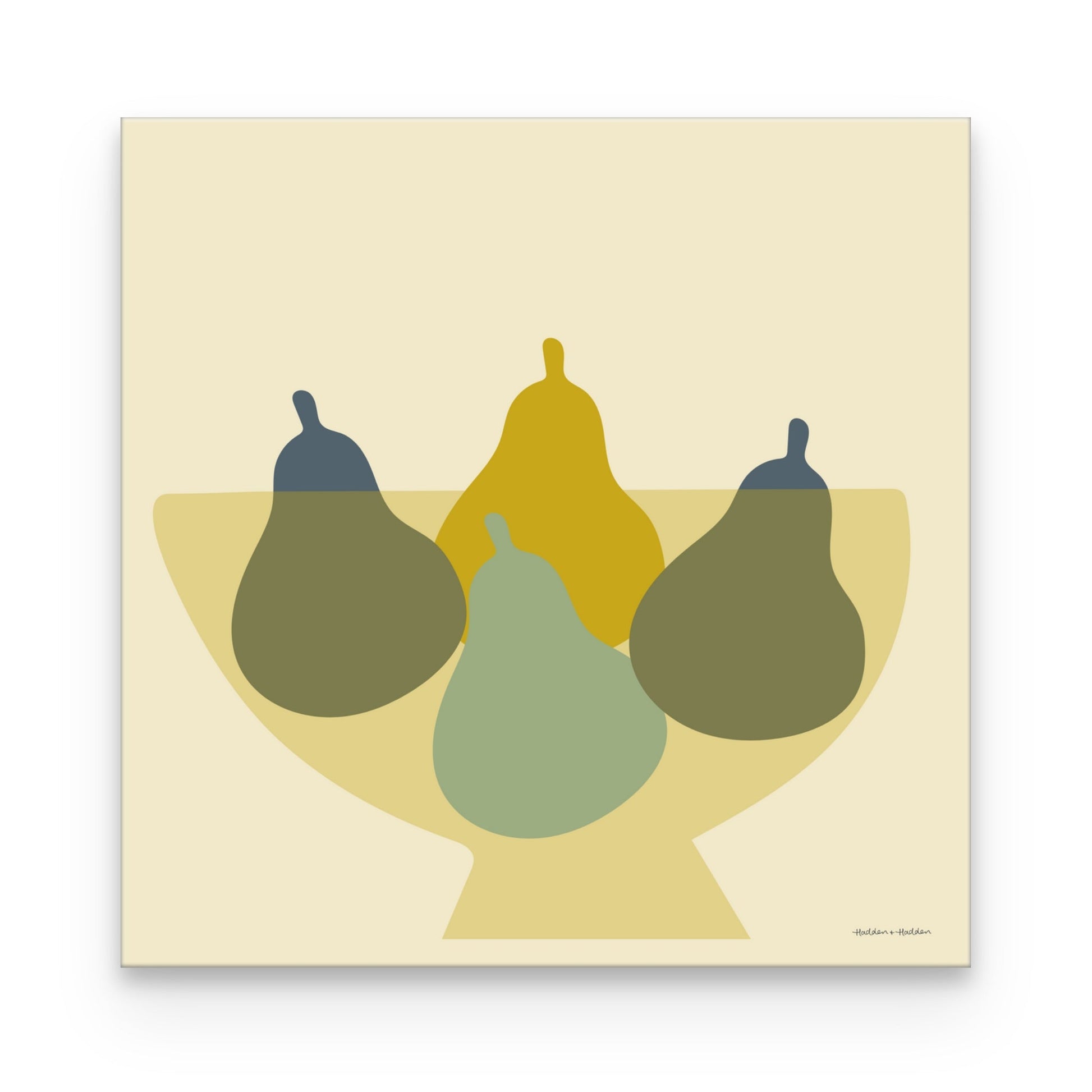 Bowl of Pears in Yellow Canvas Canvas Wall Art by Hadden and Hadden