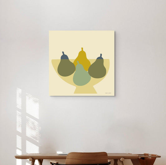 Bowl of Pears in Yellow Canvas Canvas Wall Art by Hadden and Hadden