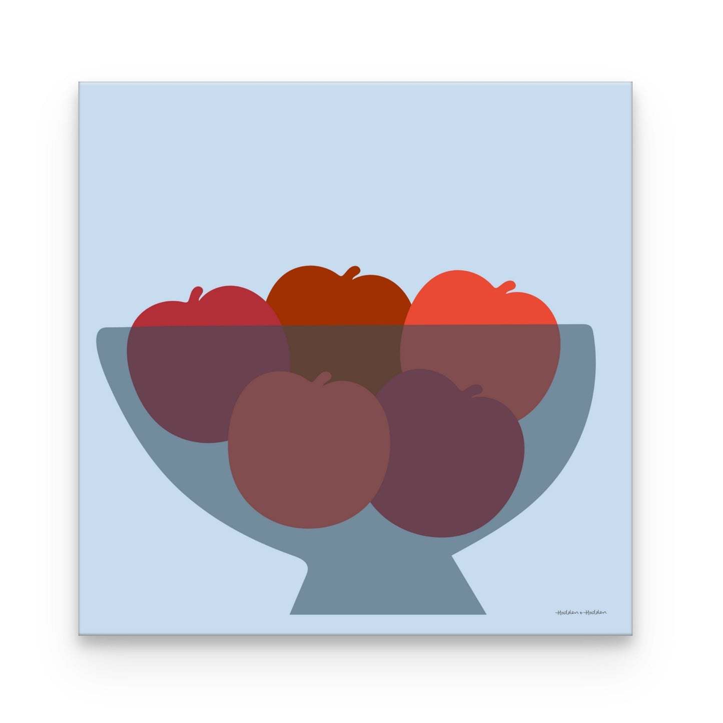 Bowl of Red Apples in Blue Canvas Wall Art by Hadden and Hadden
