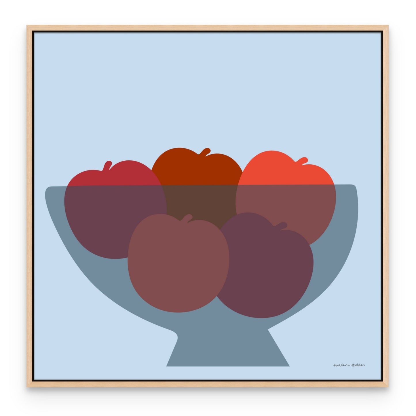 Bowl of Red Apples in Blue Canvas Wall Art by Hadden and Hadden