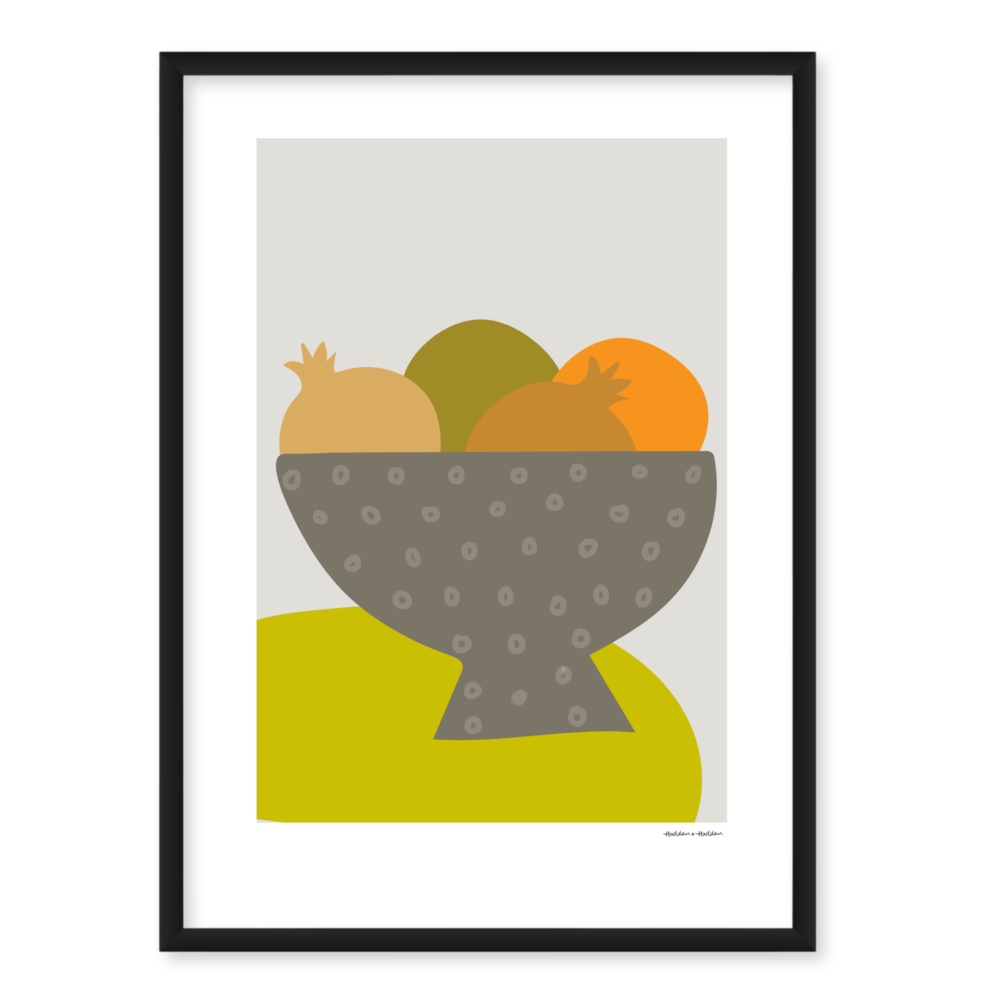 Trendy Bowl of Pomegranates Framed Print by Hadden and Hadden