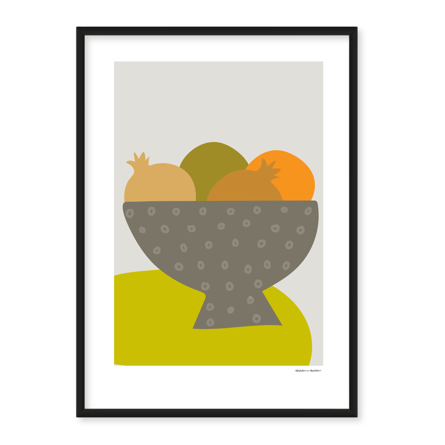 Trendy Bowl of Pomegranates Framed Print by Hadden and Hadden