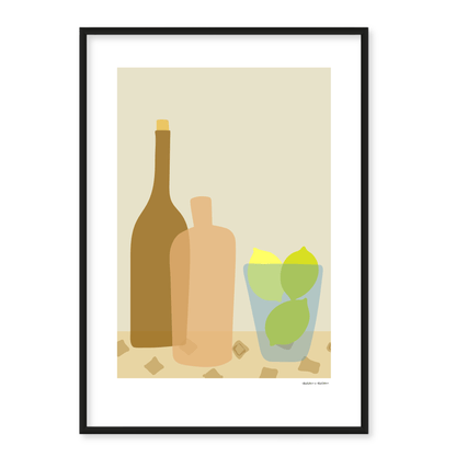 Wine Bottles and Lemons Still Life Framed Print by Hadden and Hadden